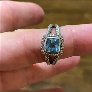 David Yurman Albion Blue Topaz Ring size 8.25